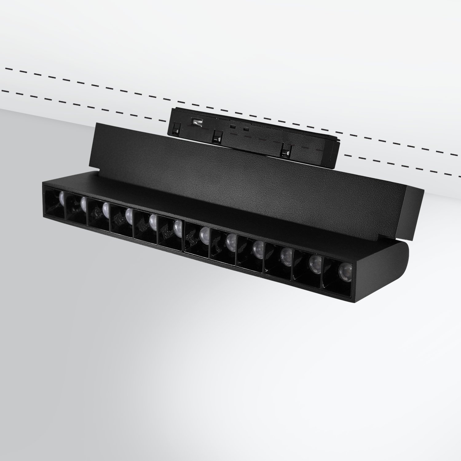 Grila LED Pliabila Sina Magnetica Incastrata, Lumina Calda, 12W, Negru