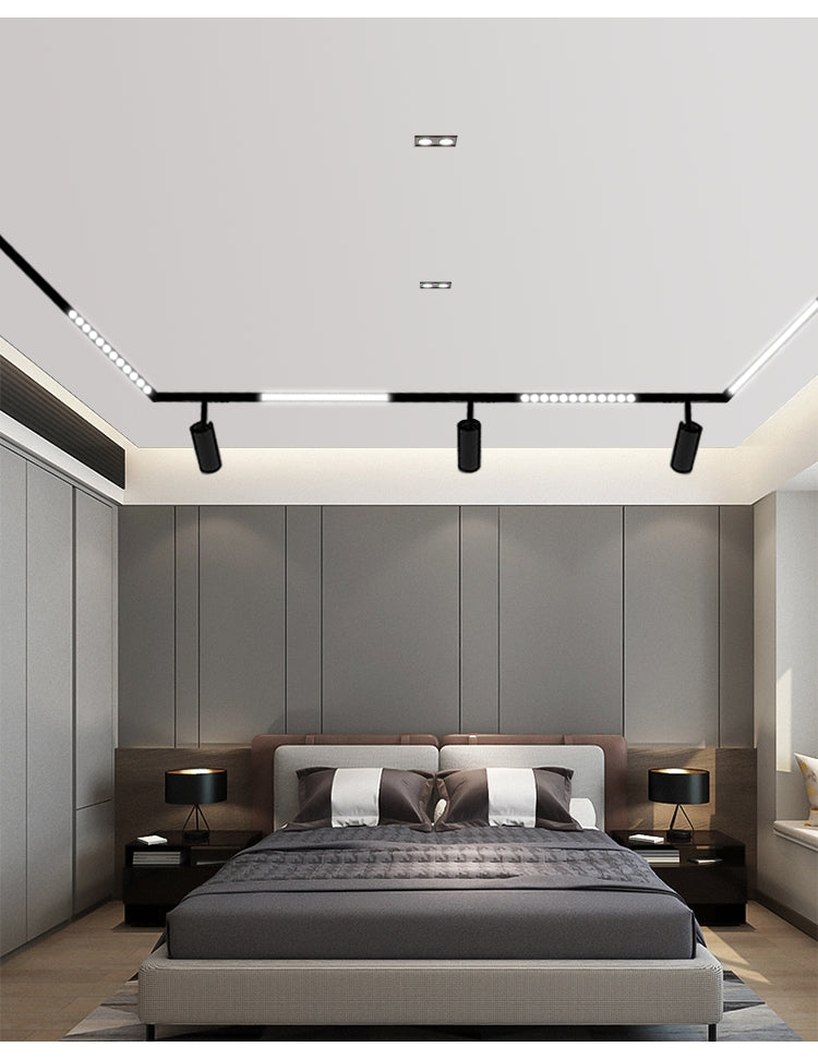 Proiector LED Sina Magnetica Incastrata, Lumina Calda, Reglabil, 18W, Negru