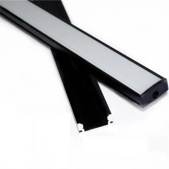 Profil LED Aplicat, 17 x 7, Lungime 2m, Negru, Dispersor Alb