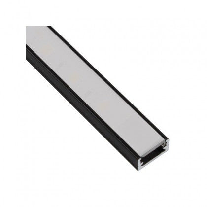 Profil LED Aplicat, 17 x 7, Lungime 2m, Negru, Dispersor Alb