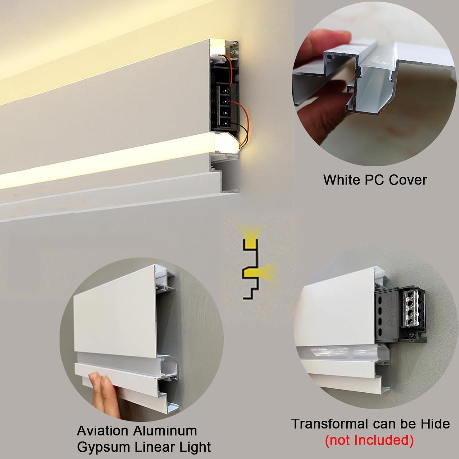Profil LED Aplicat, Lungime 3m, Aluminiu, Alb