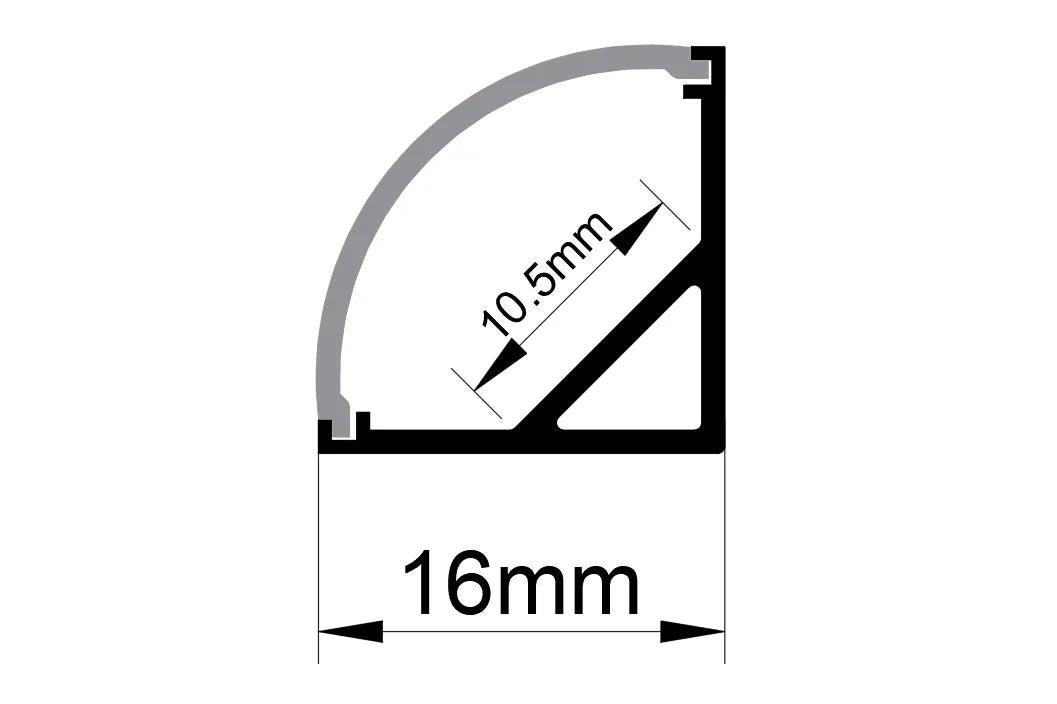 Profil LED Aplicat Pe Colt, 90 Grade, Lungime 3m, Aluminiu