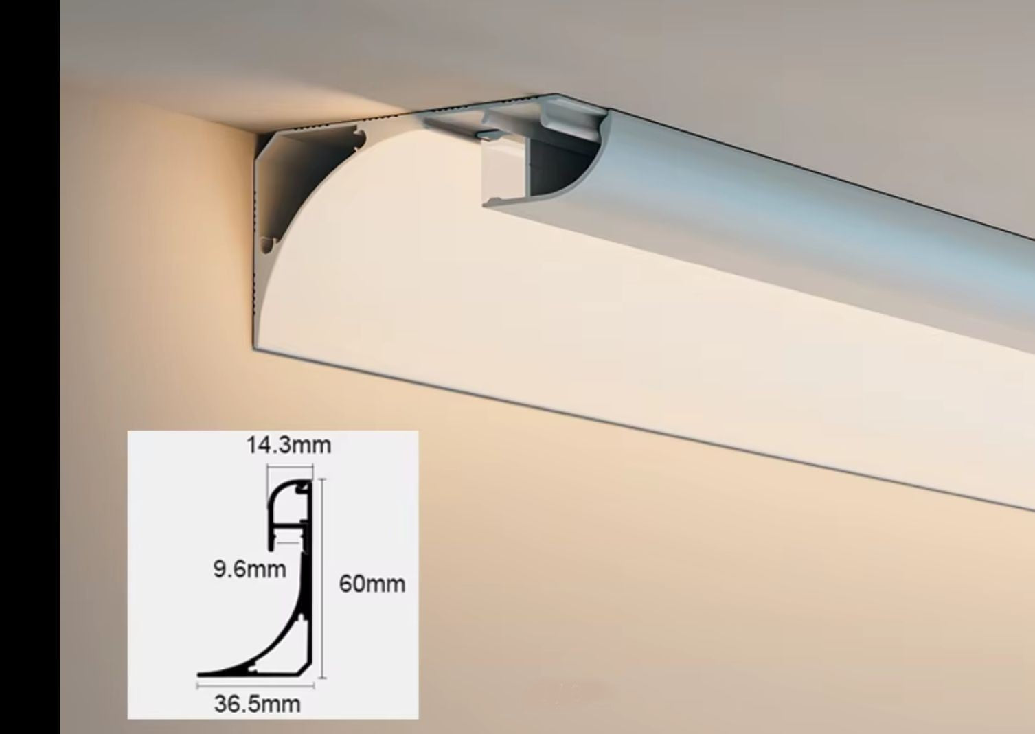 Profil LED Aplicat Tip Scafa Sau Plinta, Lungime 3m, Material Aluminiu, Alb