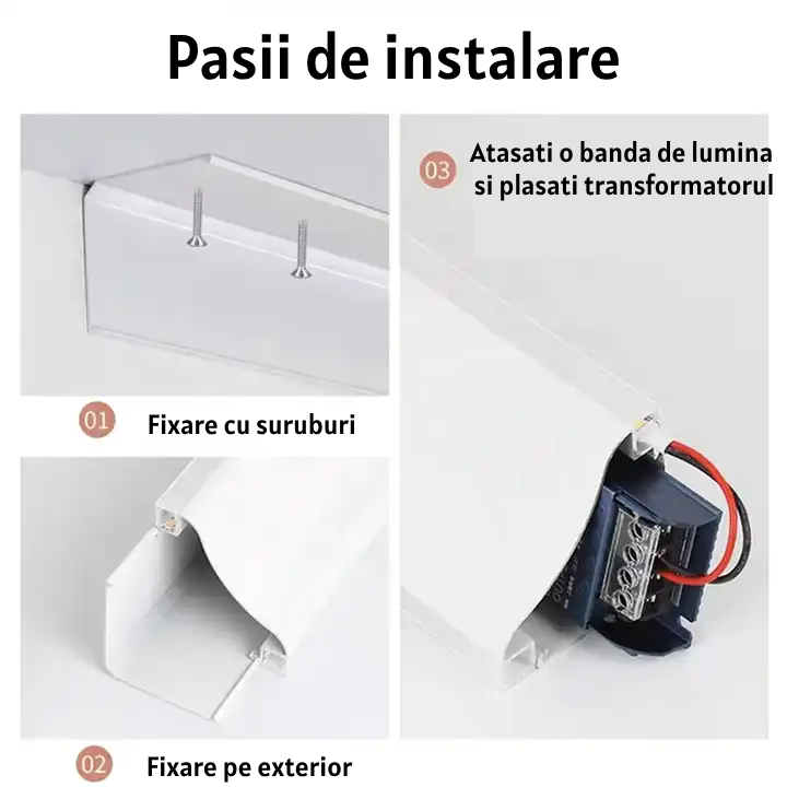 Profil Colt Dublu RFAN, Pentru Banda LED, 3m, Aluminiu