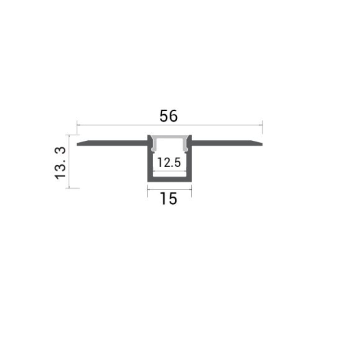 Profil LED Incastrat, Finisaj Glet, Lungime 2m, Latime 1.5 cm