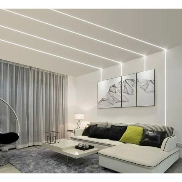 Profil LED Incastrat, Finisaj Glet, Lungime 2m, Latime 2 cm