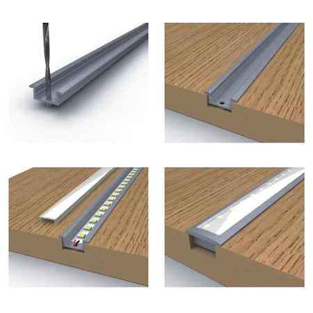 Profil LED Incastrat, 17 x 7, Lungime 2m, Aluminiu