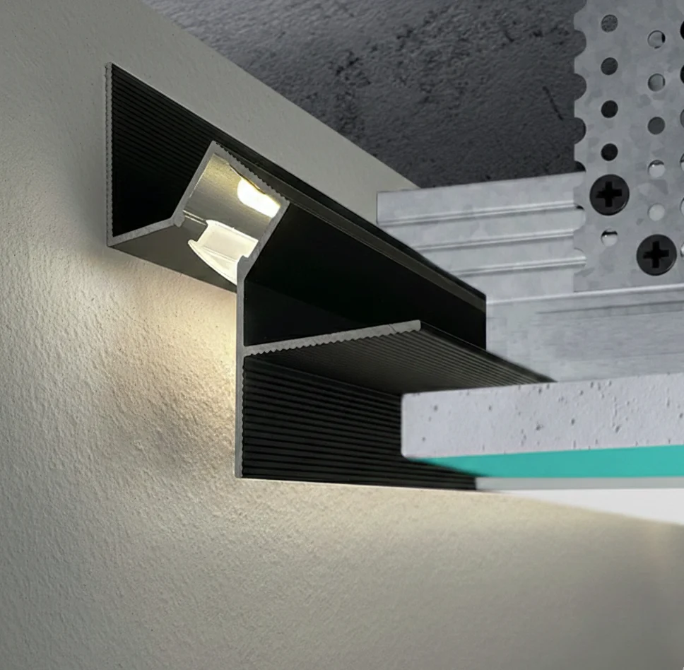 Profil LED Scafa Shadow Gap, 2m, Negru