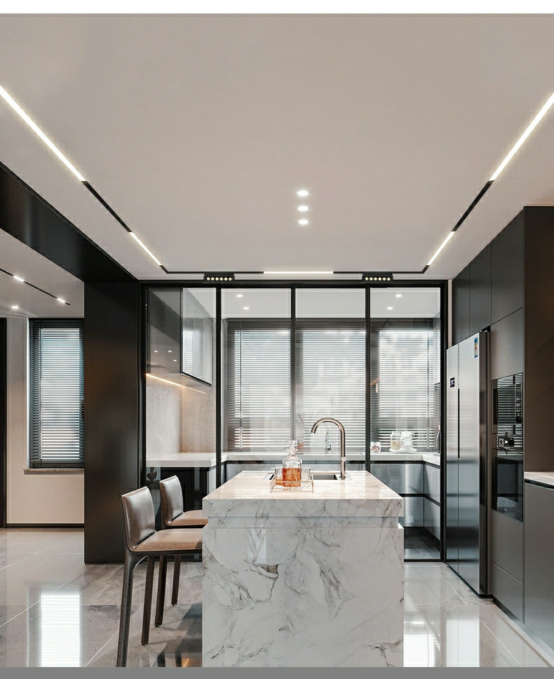 Banda LED Sina Magnetica Incastrata, Lumina Neutra, 12W, Negru