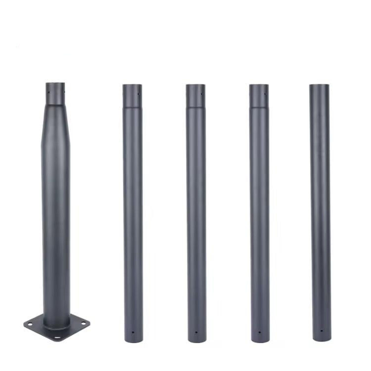 Stalp Metalic Modular Pentru Lampi Solare cu Flansa si Brat, 5M, Gri